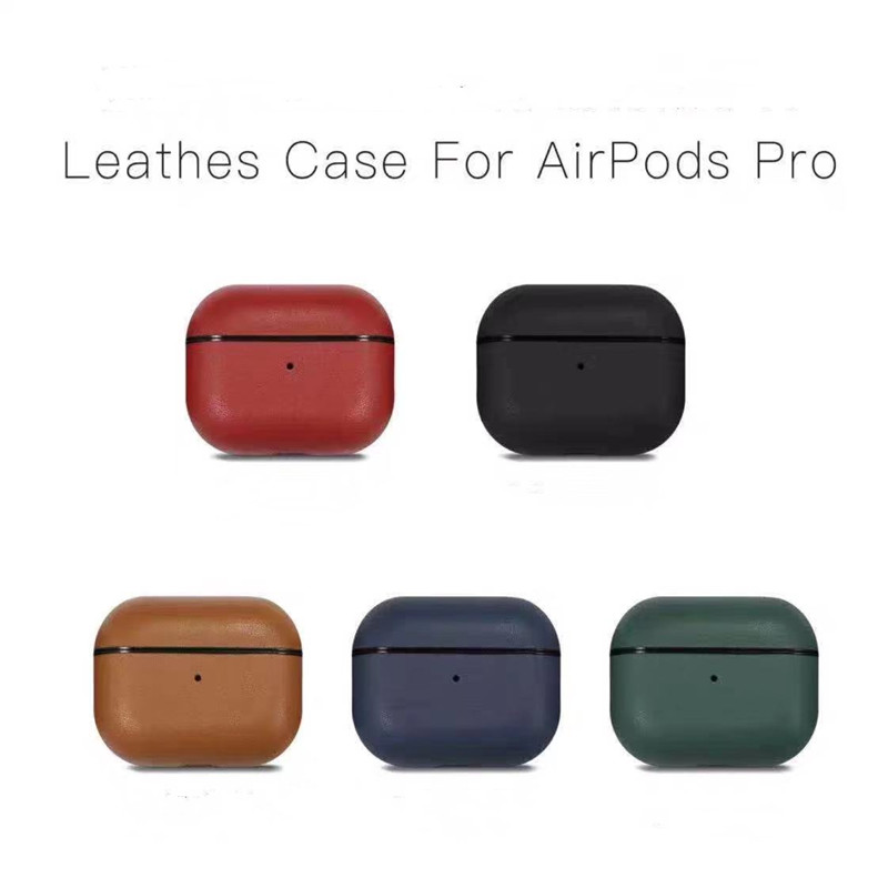 Airpods Pro Leather Case ، حقيبة جلدية للزيت المصنوعة من زيت Crazy Horse أصلي ، مصنوعة يدويًا بالكامل ، LED أمامي مرئي ، (بني غامق)